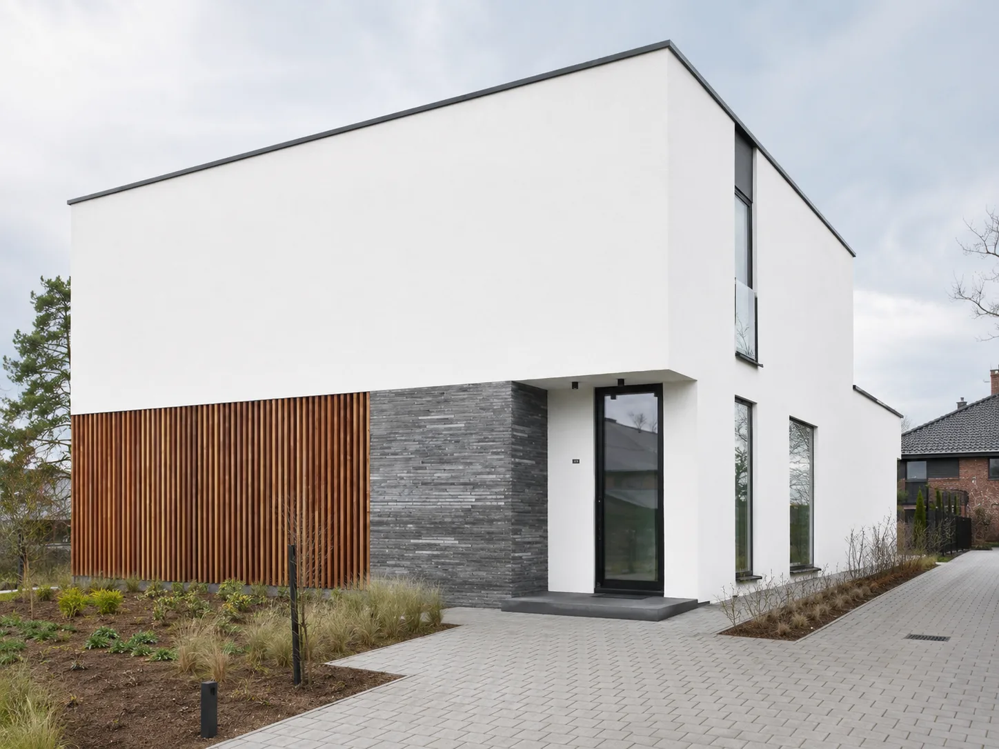 Afgewerkte crepi-gevel
