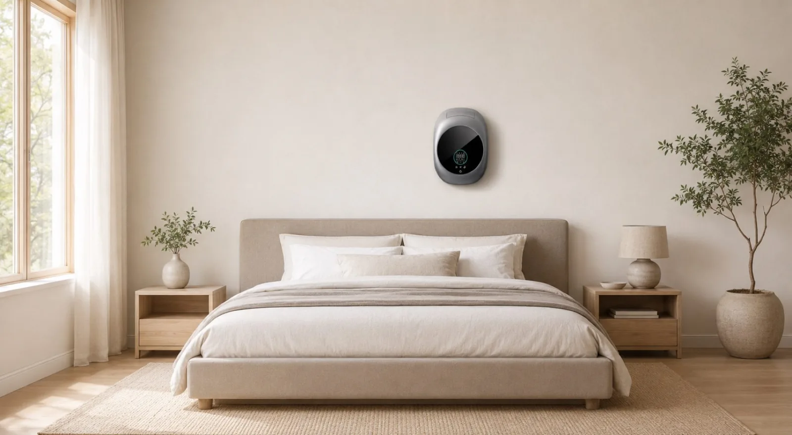 De Fresh Air-unit aan de muur in een kamer