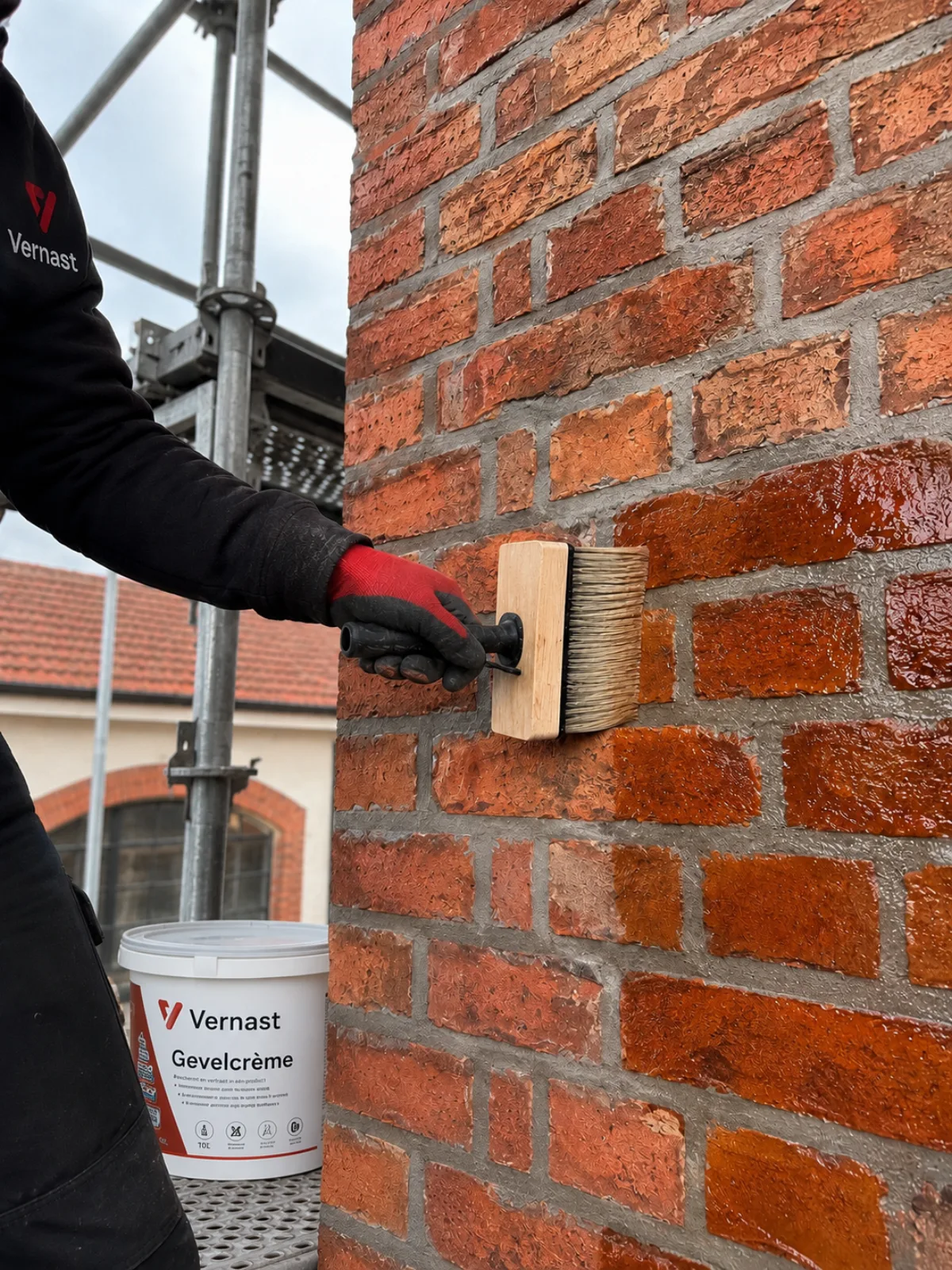 Baksteengevel of van het aanbrengen van hydrofuge