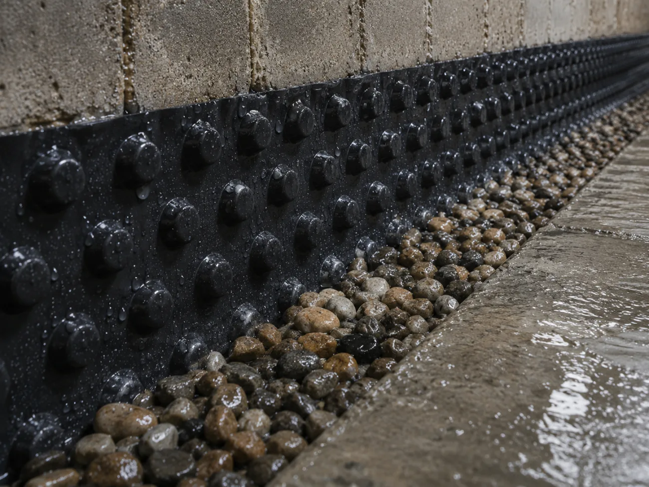 Het plaatsen van het drainagekanaal