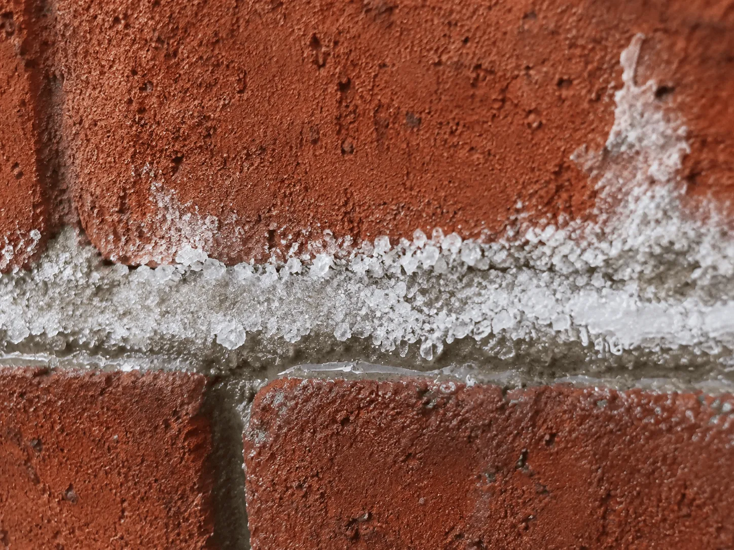 Witte kristallen / poederende baksteen
